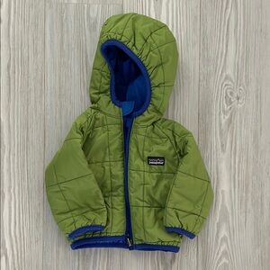 Patagonia Reversible Green and Blue Hooded Jacket